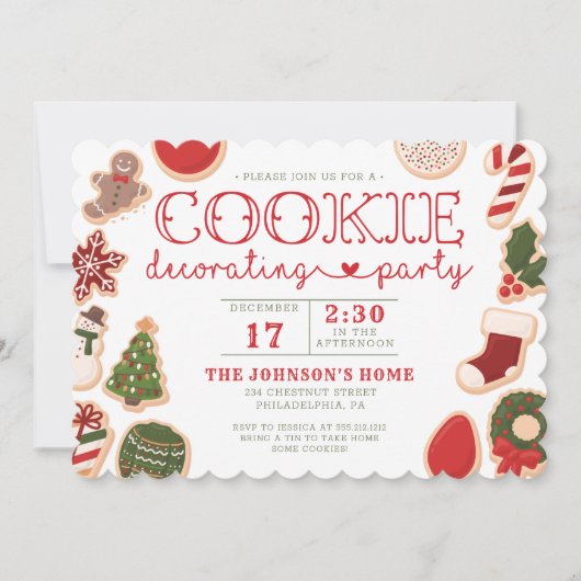Kerst Cookie Decorating Party Cookie Party Kaart (Voorkant)