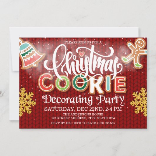 Kerst Cookie Decorating Party Gebreid Kaart (Voorkant)