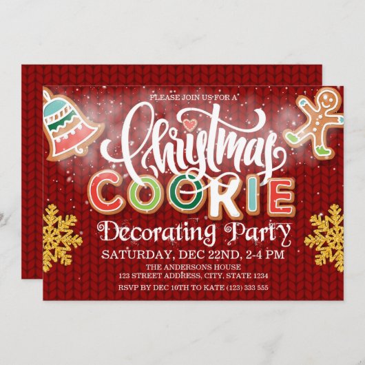 Kerst Cookie Decorating Party Gebreid Kaart (Voorkant / Achterkant)