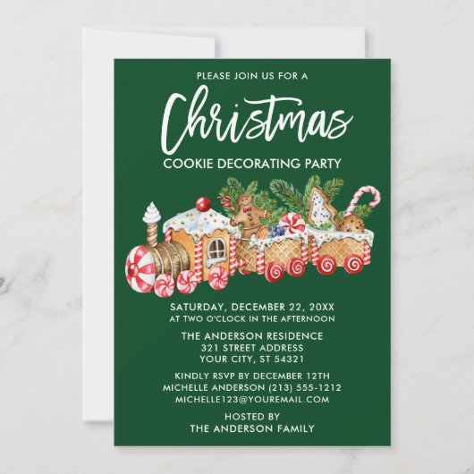 Kerst Cookie Decorating Party Groen Kaart (Voorkant)