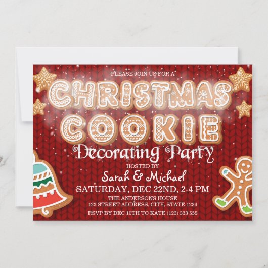 Kerst Cookie Decorating Party Modern Kaart (Voorkant)