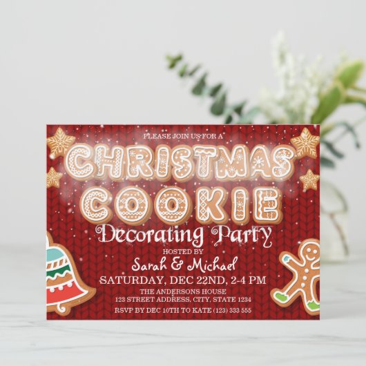 Kerst Cookie Decorating Party Modern Kaart (Staand voorkant)