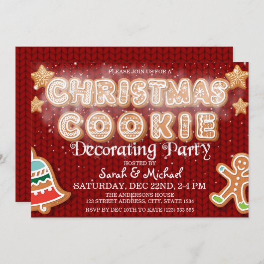 Kerst Cookie Decorating Party Modern Kaart (Voorkant / Achterkant)