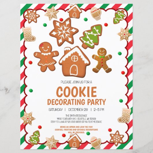 Kerst Cookie Decorating Party Uitnodiging Flyer (Voorkant)