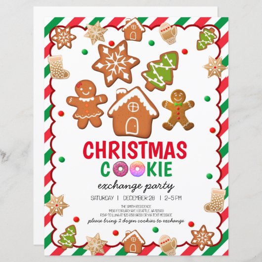 Kerst Cookie Decorating Party Uitnodigingskaart (Voorkant / Achterkant)