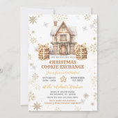 Kerst Cookie Exchange Gouden Sneeuwvlok Party Kaart (Voorkant)