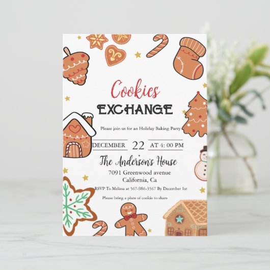 Kerst Cookie Exchange Kerstfeest Kaart (Staand voorkant)