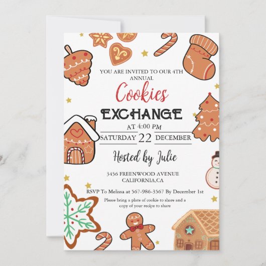 Kerst Cookie Exchange Kerstfeest Kaart (Voorkant)