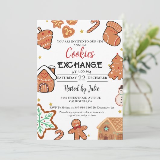 Kerst Cookie Exchange Kerstfeest Kaart (Staand voorkant)