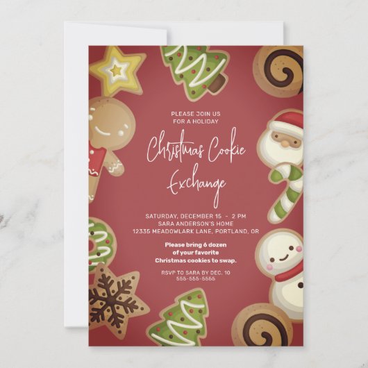 Kerst Cookie Exchange Kerstfeest Kaart (Voorkant)