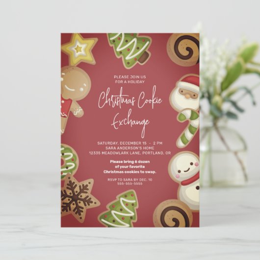 Kerst Cookie Exchange Kerstfeest Kaart (Staand voorkant)