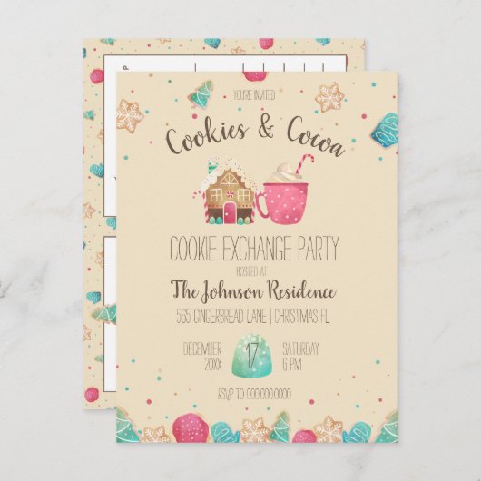 Kerst Cookie Exchange Party Budget Uitnodiging (Voorkant / Achterkant)