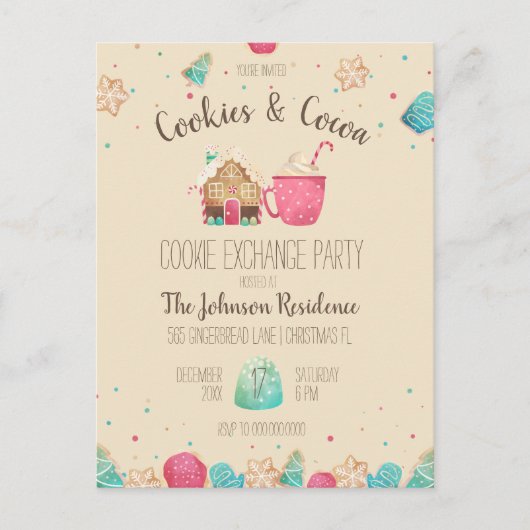 Kerst Cookie Exchange Party Budget Uitnodiging (Voorkant)