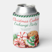 Kerst Cookie Exchange Party Feestelijk Groen Blikjeskoeler (Blikje Voorkant)
