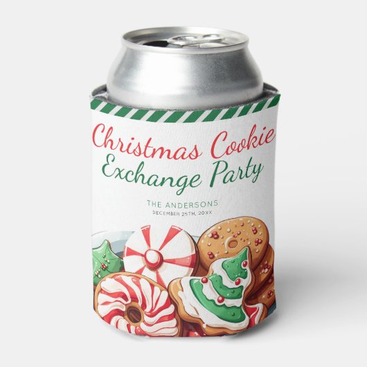 Kerst Cookie Exchange Party Feestelijk Groen Blikjeskoeler (Blikje Voorkant)