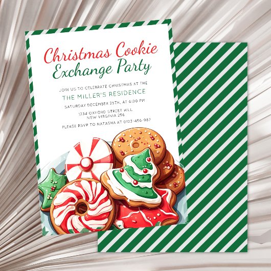 Kerst Cookie Exchange Party Feestelijk Groen Kaart