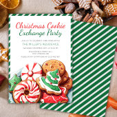 Kerst Cookie Exchange Party Feestelijk Groen Kaart