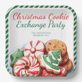 Kerst Cookie Exchange Party Feestelijk Groen Papieren Bordje (Voorkant)
