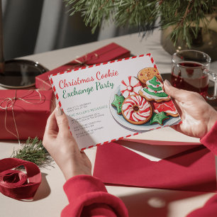 Kerst Cookie Exchange Party Feestelijk Rood Kaart