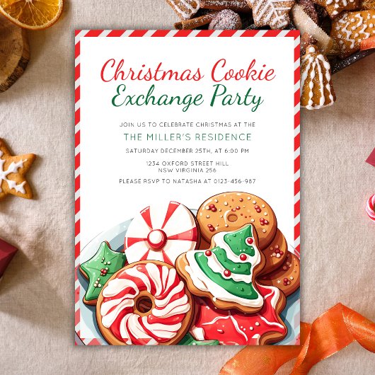 Kerst Cookie Exchange Party Feestelijk Rood Kaart