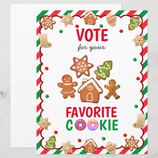 Kerst Cookie Exchange Party Game Cookie Ballot (Voorkant / Achterkant)