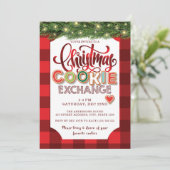 Kerst Cookie Exchange Party Red Plaid Kaart (Staand voorkant)