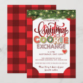 Kerst Cookie Exchange Party Red Plaid Kaart (Voorkant / Achterkant)