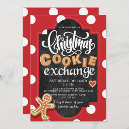 Kerst Cookie Exchange Party Red Polka Dot Kaart