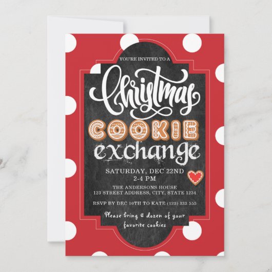 Kerst Cookie Exchange Party Rood Kaart (Voorkant)