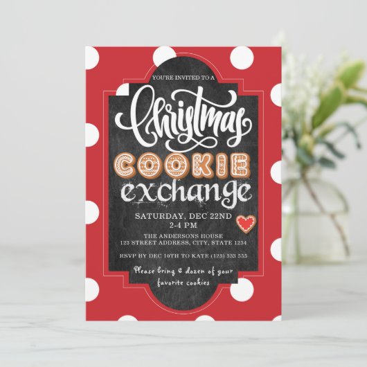 Kerst Cookie Exchange Party Rood Kaart (Staand voorkant)