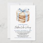 Kerst Cookie Exchange Party Schattige Blue Bow Kaart (Voorkant)