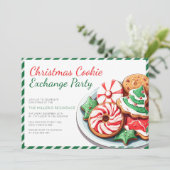 Kerst Cookie Exchange Party Whimsical Green Kaart (Staand voorkant)