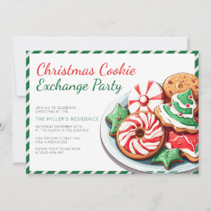 Kerst Cookie Exchange Party Whimsical Green Kaart