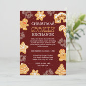 Kerst Cookie Exchange Recept Swap Bruin Party Kaart (Staand voorkant)