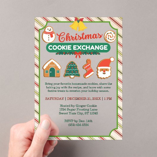 Kerst Cookie Exchange & Recept Swap Party Acryl Uitnodigingen (Insitu (Draagbaar))
