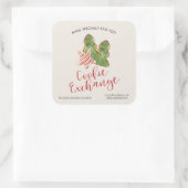 Kerst Cookie Exchange Trendy Waterverf Vierkante Sticker (Tas)