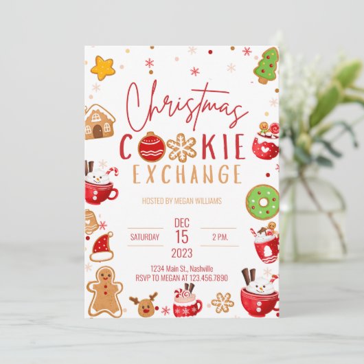 Kerst Cookie Exchange Vakantie Party Kaart (Staand voorkant)
