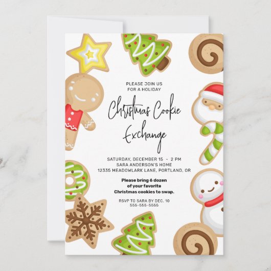 Kerst Cookie Exchange Vakantie Party Kaart (Voorkant)
