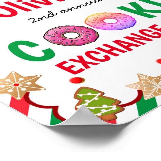 Kerst Cookie Exchange Welkomstbord Poster (Hoek)