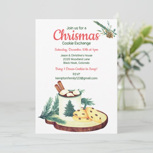 Kerst Cookie Exchange Winter Party Kaart (Staand voorkant)