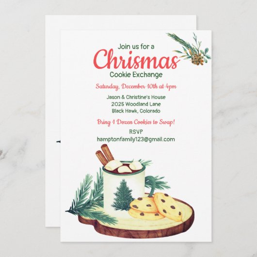 Kerst Cookie Exchange Winter Party Kaart (Voorkant / Achterkant)