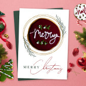 Kerst Cookie Kaart Elegant Goud Groen Krans