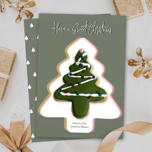 Kerst Cookie Kaart Modern Pine Green Xmas Tree