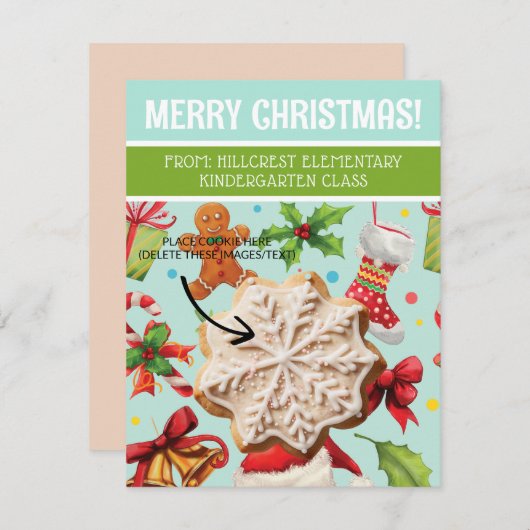 Kerst Cookie Kaarten, Gepersonaliseerde Gifting Ka Kaart (Voorkant / Achterkant)
