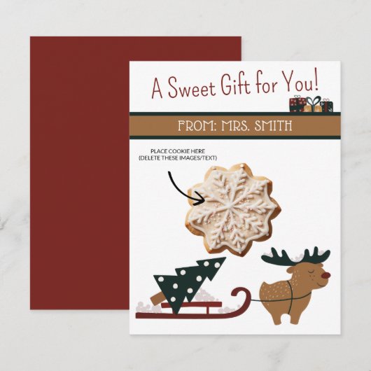 Kerst Cookie Kaarten, Gepersonaliseerde Gifting Ka Kaart (Voorkant / Achterkant)
