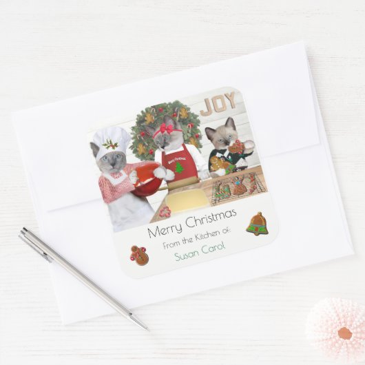 Kerst Cookie Kittens Keuken Sticker (Envelop)