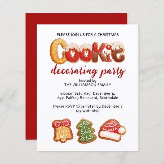 Kerst Cookie Party Uitnodiging (Voorkant / Achterkant)