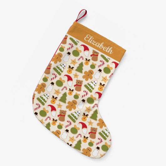 Kerst Cookie Patroon Gepersonaliseerde naam Kleine Kerstsok (Voorkant (Hangend))