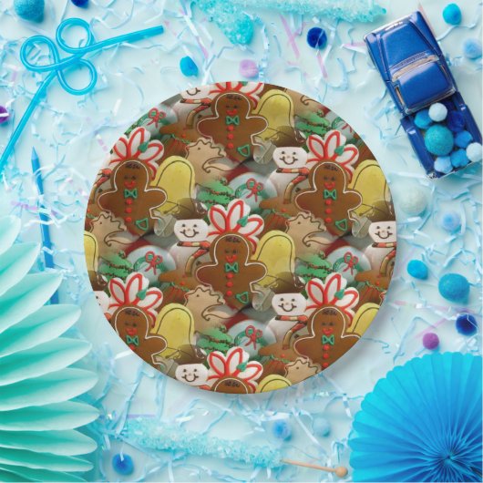 Kerst Cookie Pattern Papier Borden Papieren Bordje (Feest)