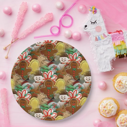 Kerst Cookie Pattern Papier Borden Papieren Bordje (Feest)